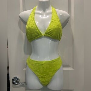 NWT Aerie Terry Triangle Bikini Top and Full Coverage Bikini Bottom